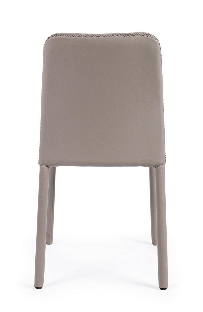Set 4 scaune din metal, tapitate cu piele ecologica Pathos Grej, l42xA61xH85,5 cm (3)