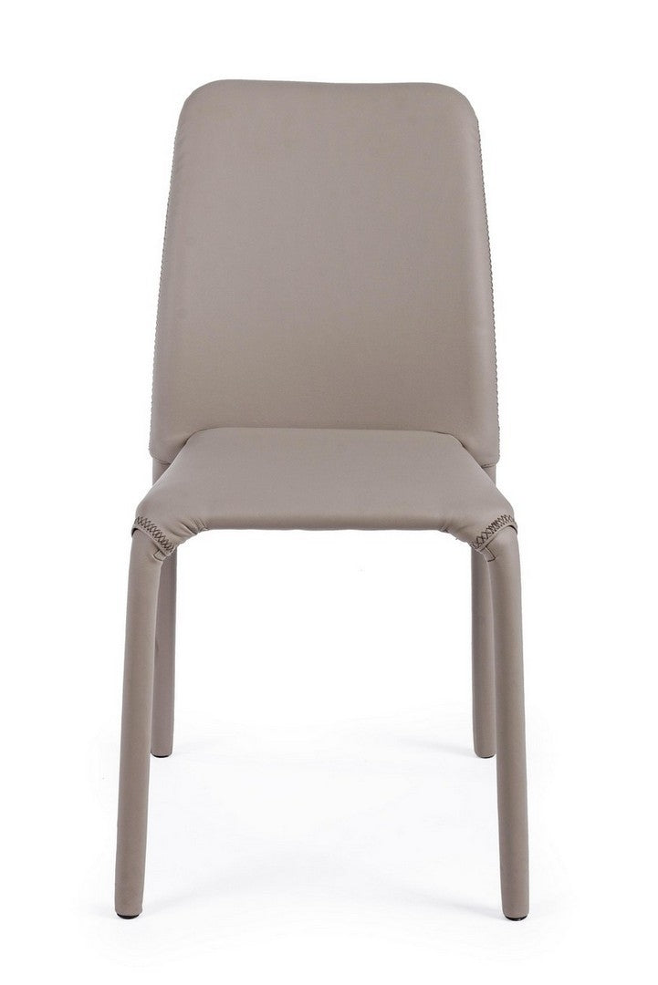 Set 4 scaune din metal, tapitate cu piele ecologica Pathos Grej, l42xA61xH85,5 cm (2)