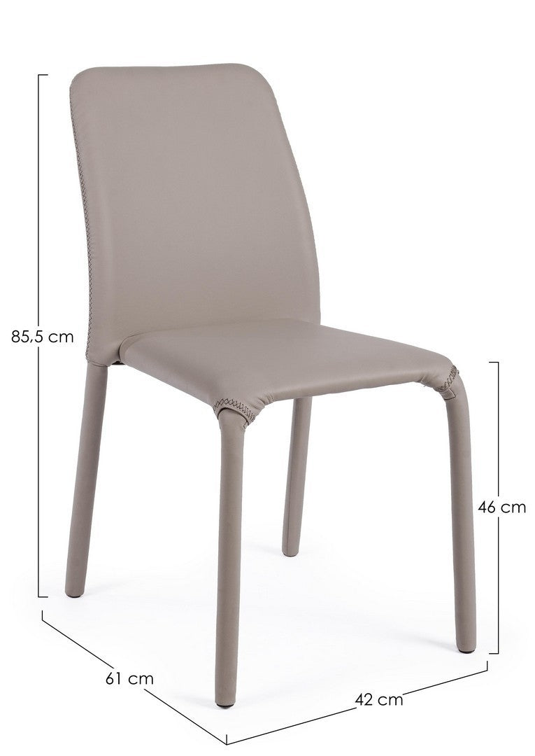 Set 4 scaune din metal, tapitate cu piele ecologica Pathos Grej, l42xA61xH85,5 cm (7)