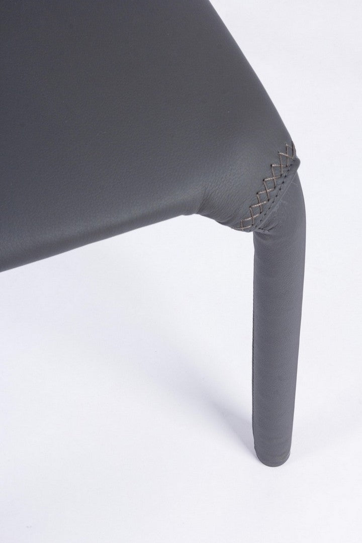 Set 4 scaune din metal, tapitate cu piele ecologica Pathos Gri, l42xA61xH85,5 cm (7)