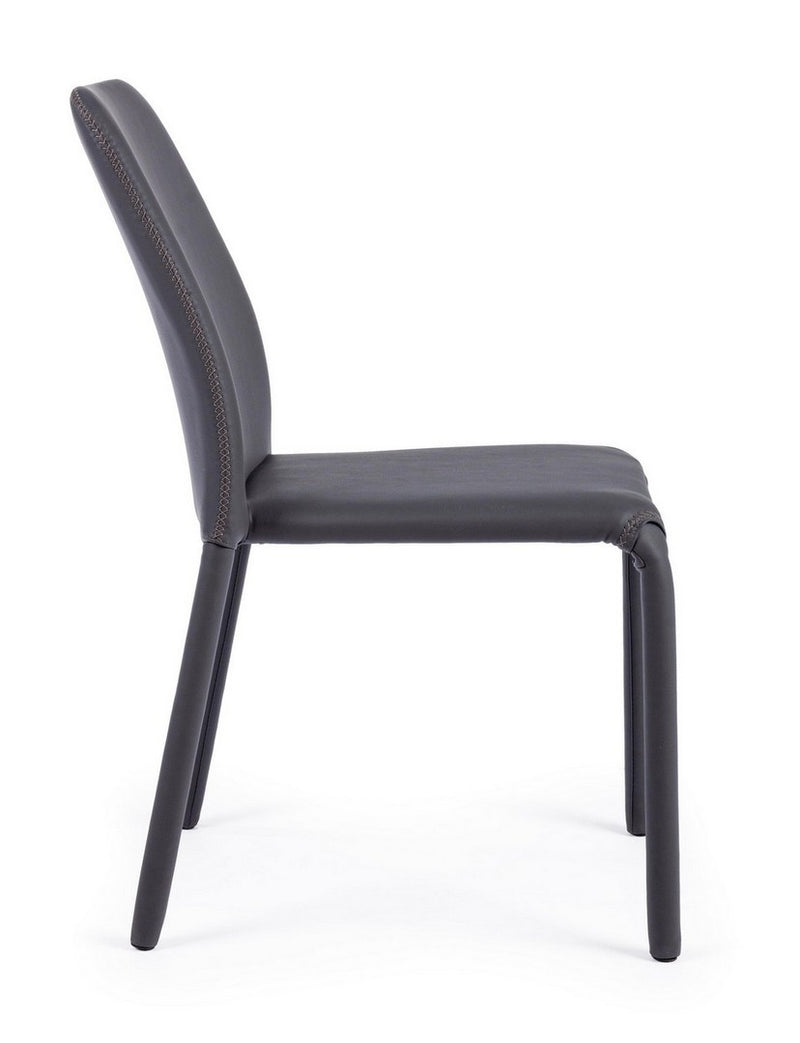 Set 4 scaune din metal, tapitate cu piele ecologica Pathos Gri, l42xA61xH85,5 cm (5)