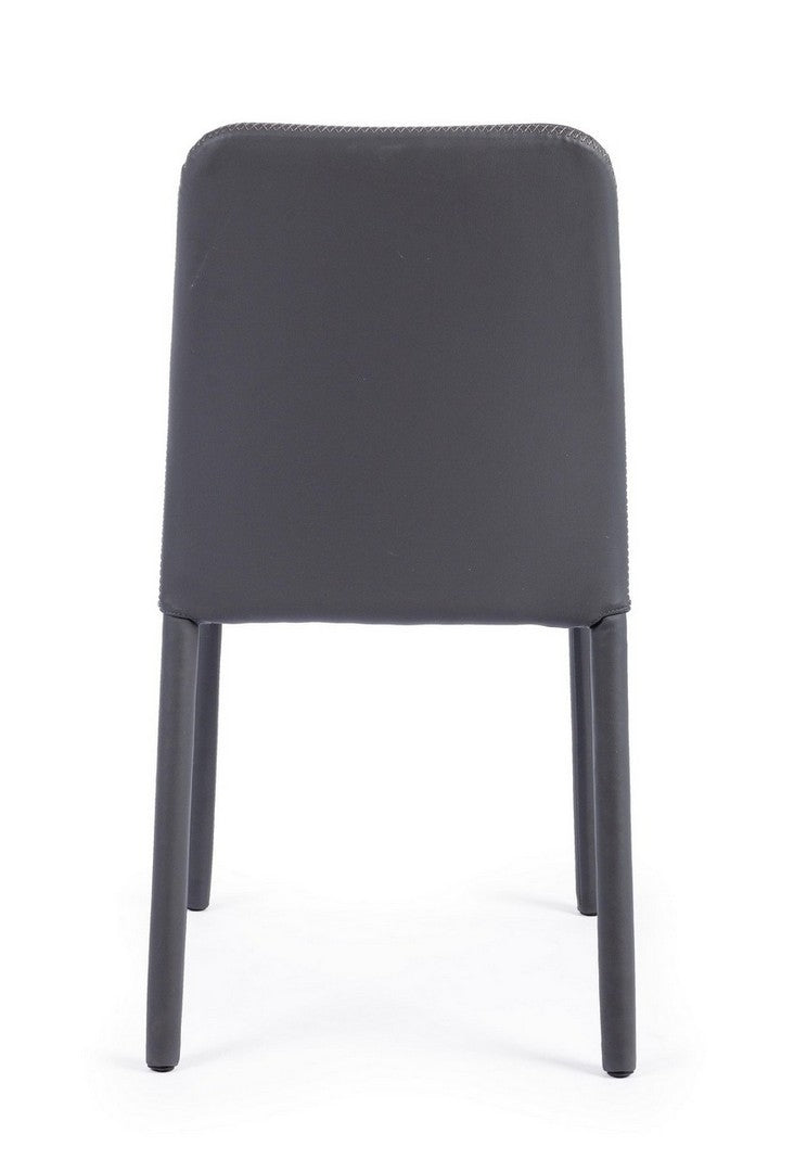 Set 4 scaune din metal, tapitate cu piele ecologica Pathos Gri, l42xA61xH85,5 cm (4)