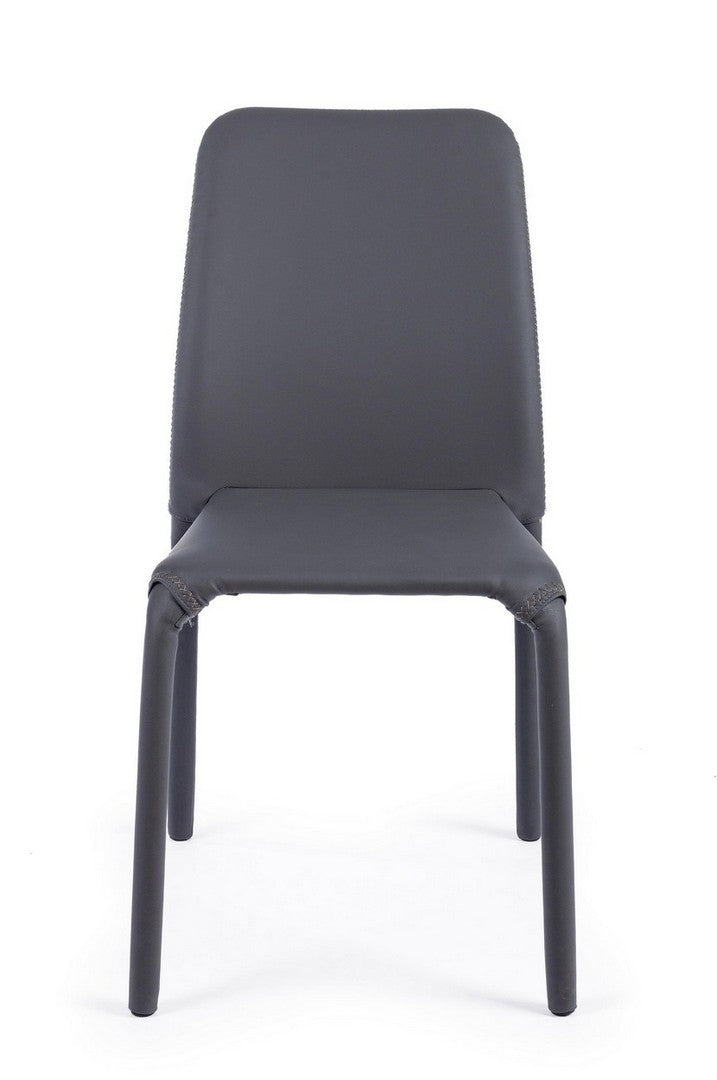 Set 4 scaune din metal, tapitate cu piele ecologica Pathos Gri, l42xA61xH85,5 cm (3)