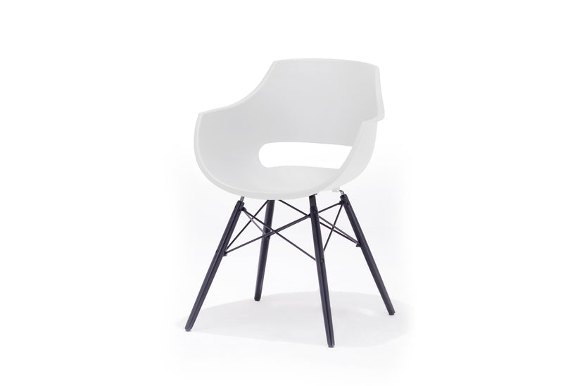 Set 4 scaune din plastic cu picioare de lemn Rockville Alb / Negru, l57xA58xH80 cm (5)