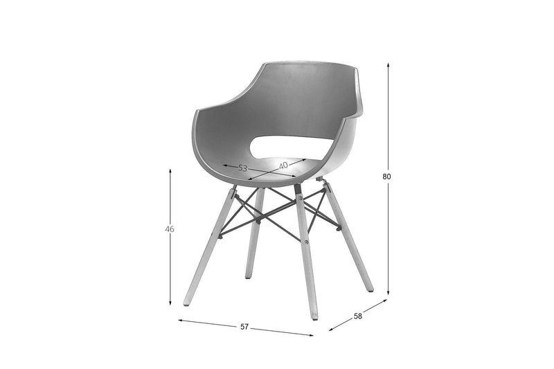 Set 4 scaune din plastic cu picioare de lemn Rockville Alb / Negru, l57xA58xH80 cm (6)