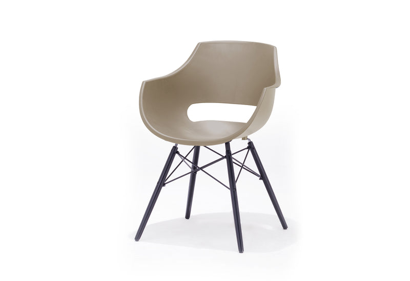 Set 4 scaune din plastic cu picioare de lemn Rockville Capuccino / Negru, l57xA58xH80 cm (3)