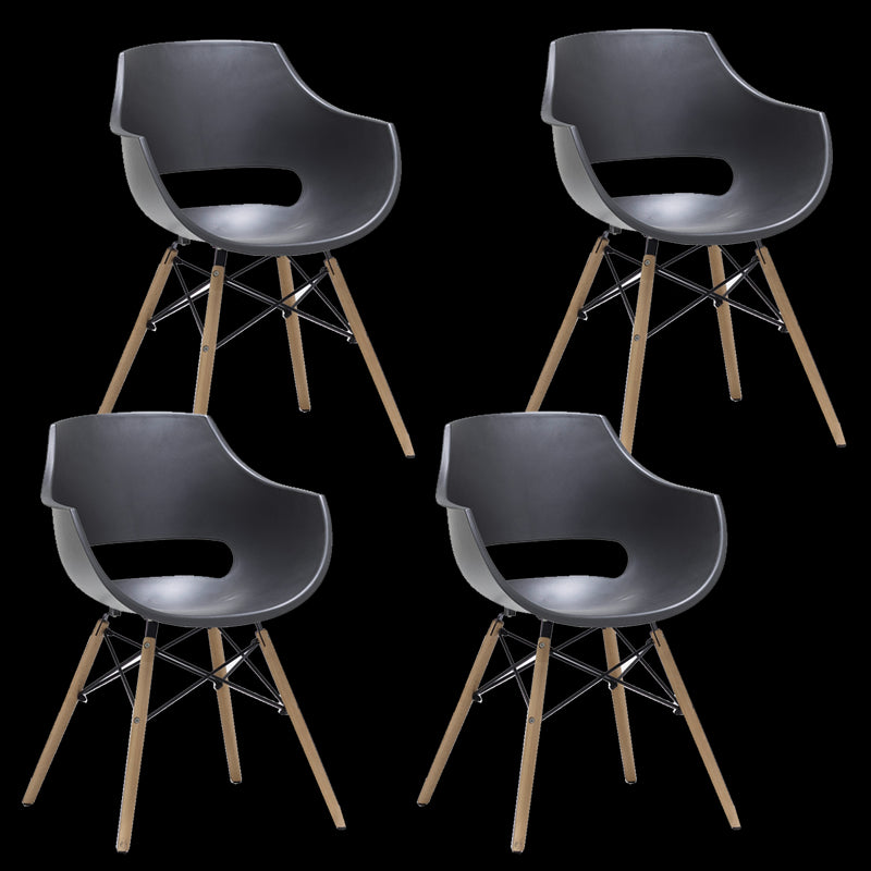Set 4 scaune din plastic cu picioare de lemn Rockville Gri / Fag, l57xA58xH80 cm