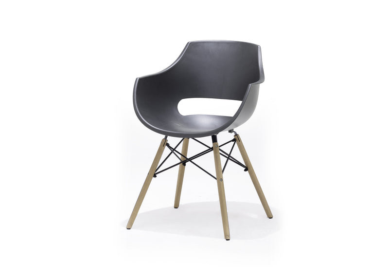 Set 4 scaune din plastic cu picioare de lemn Rockville Gri / Fag, l57xA58xH80 cm (3)