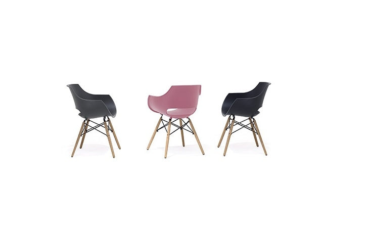 Set 4 scaune din plastic cu picioare de lemn Rockville Gri / Fag, l57xA58xH80 cm (2)