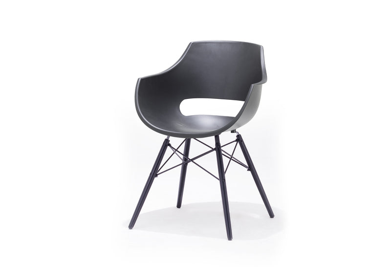 Set 4 scaune din plastic cu picioare de lemn Rockville Gri / Negru, l57xA58xH80 cm (4)