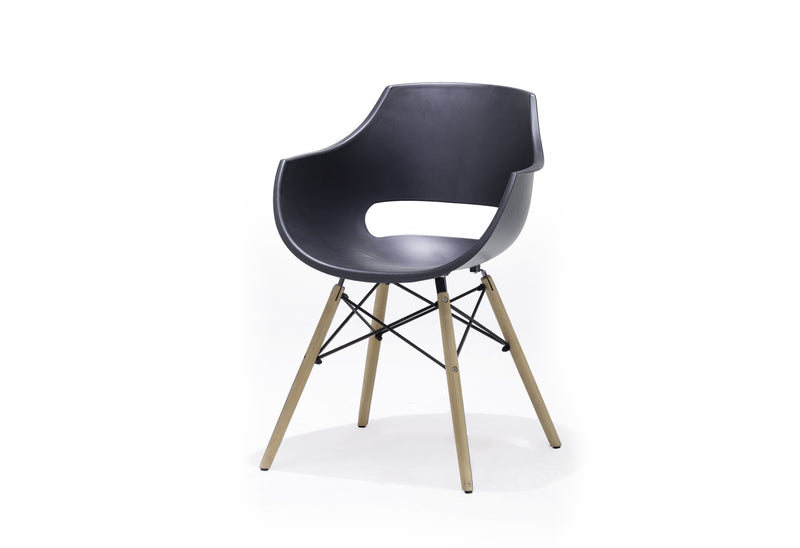 Set 4 scaune din plastic cu picioare de lemn Rockville Negru / Fag, l57xA58xH80 cm (3)