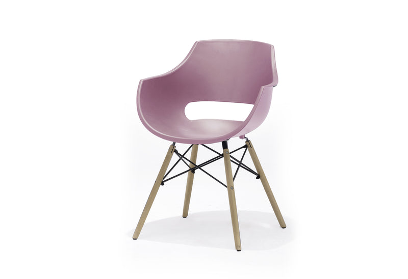 Set 4 scaune din plastic cu picioare de lemn Rockville Roz / Fag, l57xA58xH80 cm (3)