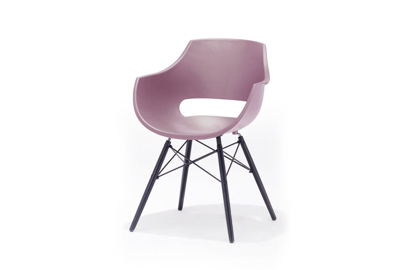 Set 4 scaune din plastic cu picioare de lemn Rockville Roz / Negru, l57xA58xH80 cm (3)