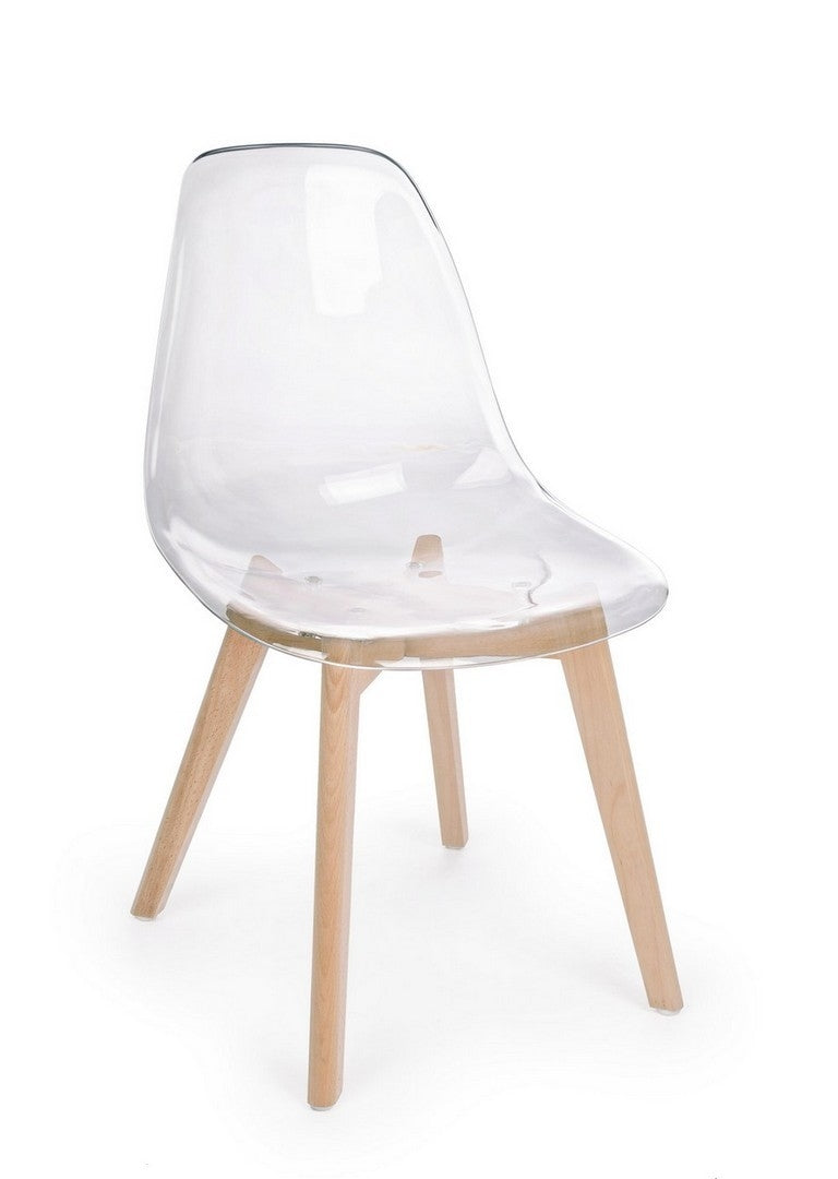 Set 4 scaune din plastic cu picioare de lemn Easy Transparent / Natural, l52xA47xH82 cm (4)