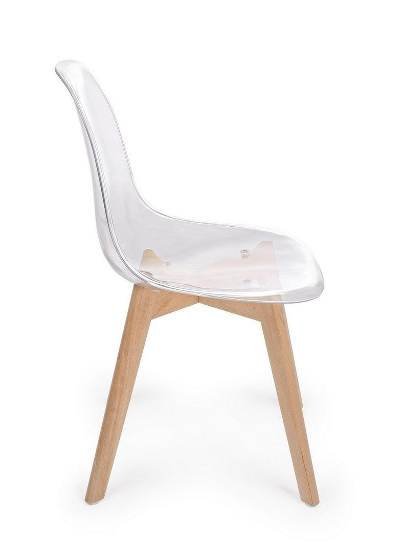 Set 4 scaune din plastic cu picioare de lemn Easy Transparent / Natural, l52xA47xH82 cm (6)