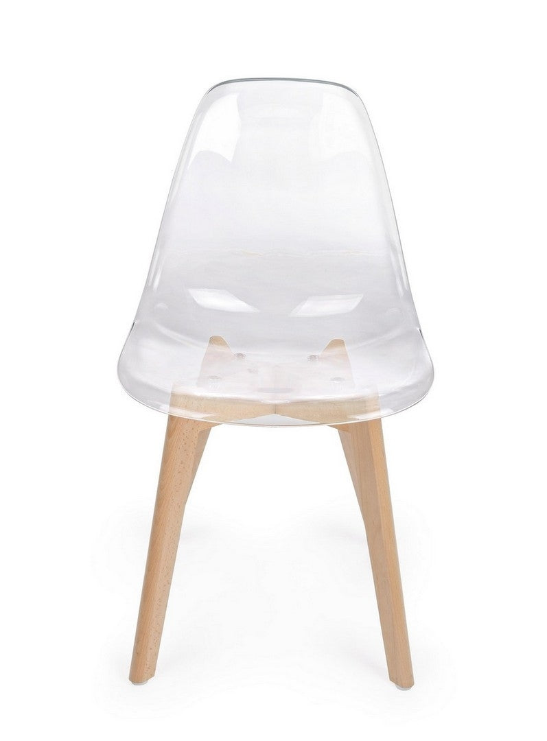 Set 4 scaune din plastic cu picioare de lemn Easy Transparent / Natural, l52xA47xH82 cm (5)