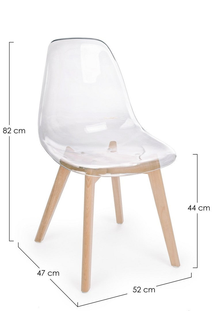 Set 4 scaune din plastic cu picioare de lemn Easy Transparent / Natural, l52xA47xH82 cm (7)