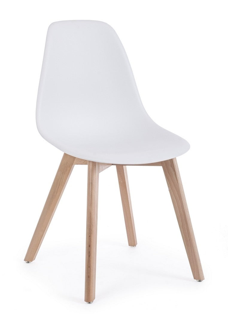 Set 4 scaune din plastic cu picioare din lemn System Alb / Natural, l51,5xA46,5xH86 cm (2)