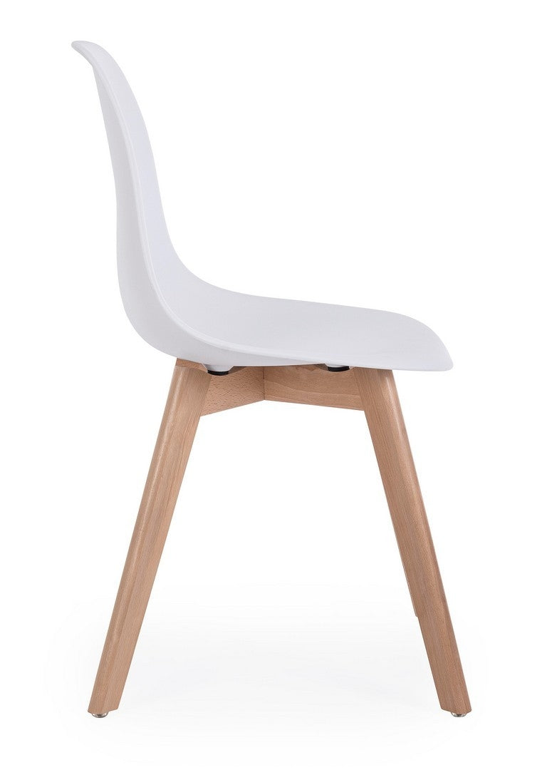 Set 4 scaune din plastic cu picioare din lemn System Alb / Natural, l51,5xA46,5xH86 cm (3)