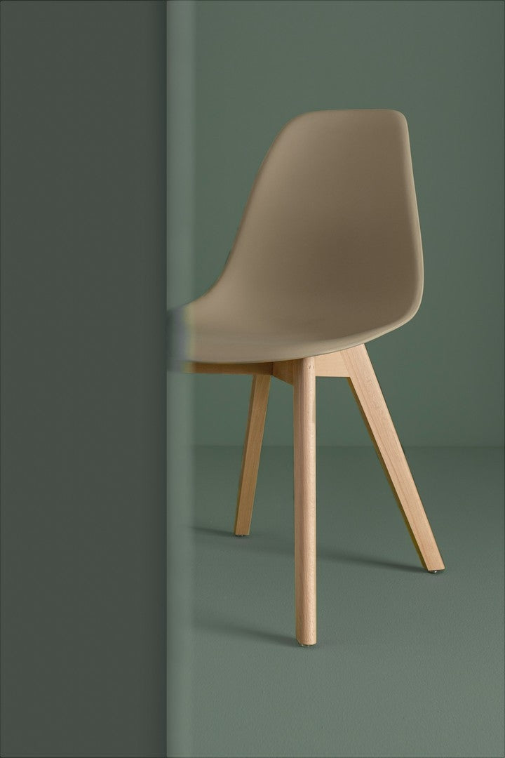 Set 4 scaune din plastic cu picioare din lemn System Grej / Natural, l51,5xA46,5xH86 cm (1)