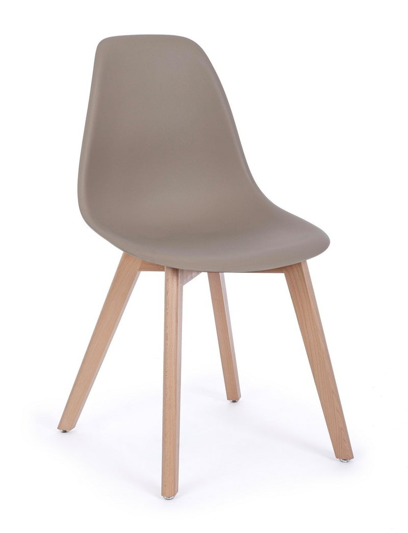 Set 4 scaune din plastic cu picioare din lemn System Grej / Natural, l51,5xA46,5xH86 cm (3)