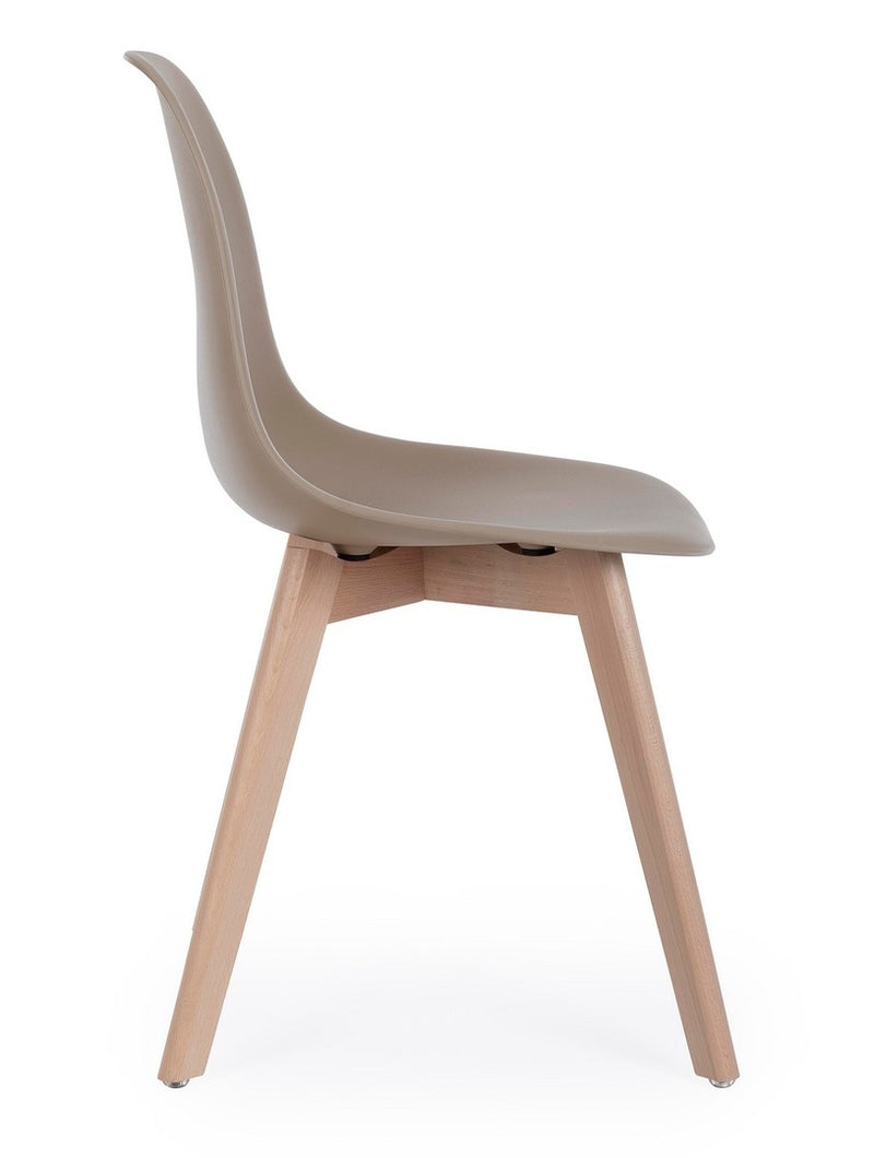 Set 4 scaune din plastic cu picioare din lemn System Grej / Natural, l51,5xA46,5xH86 cm (4)