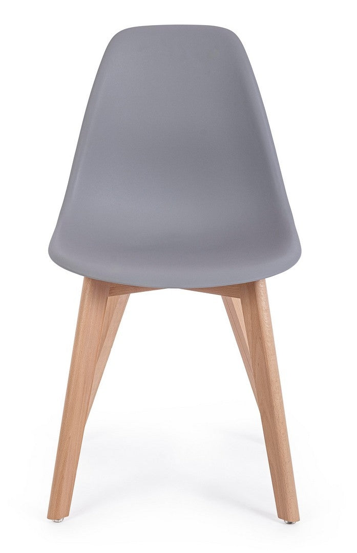 Set 4 scaune din plastic cu picioare din lemn System Gri / Natural, l51,5xA46,5xH86 cm (4)