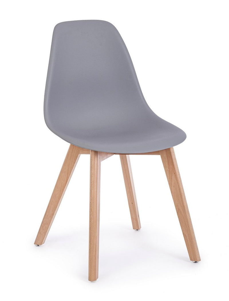Set 4 scaune din plastic cu picioare din lemn System Gri / Natural, l51,5xA46,5xH86 cm (2)