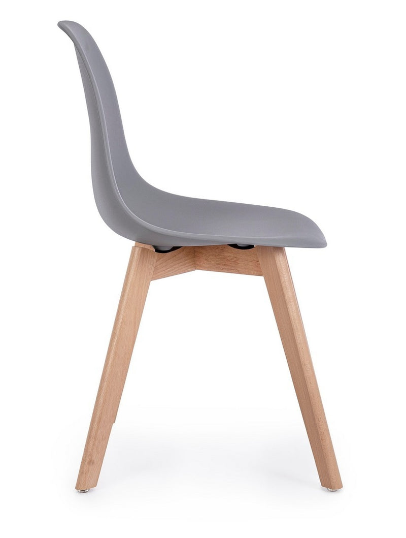 Set 4 scaune din plastic cu picioare din lemn System Gri / Natural, l51,5xA46,5xH86 cm (3)