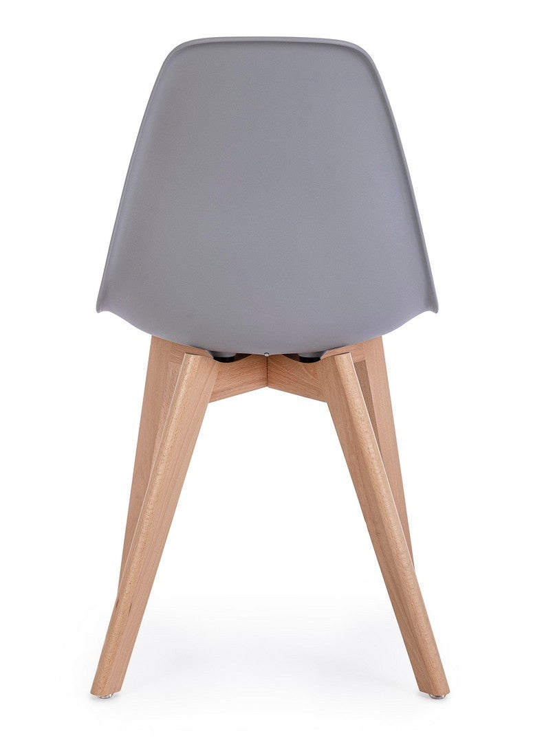 Set 4 scaune din plastic cu picioare din lemn System Gri / Natural, l51,5xA46,5xH86 cm (5)
