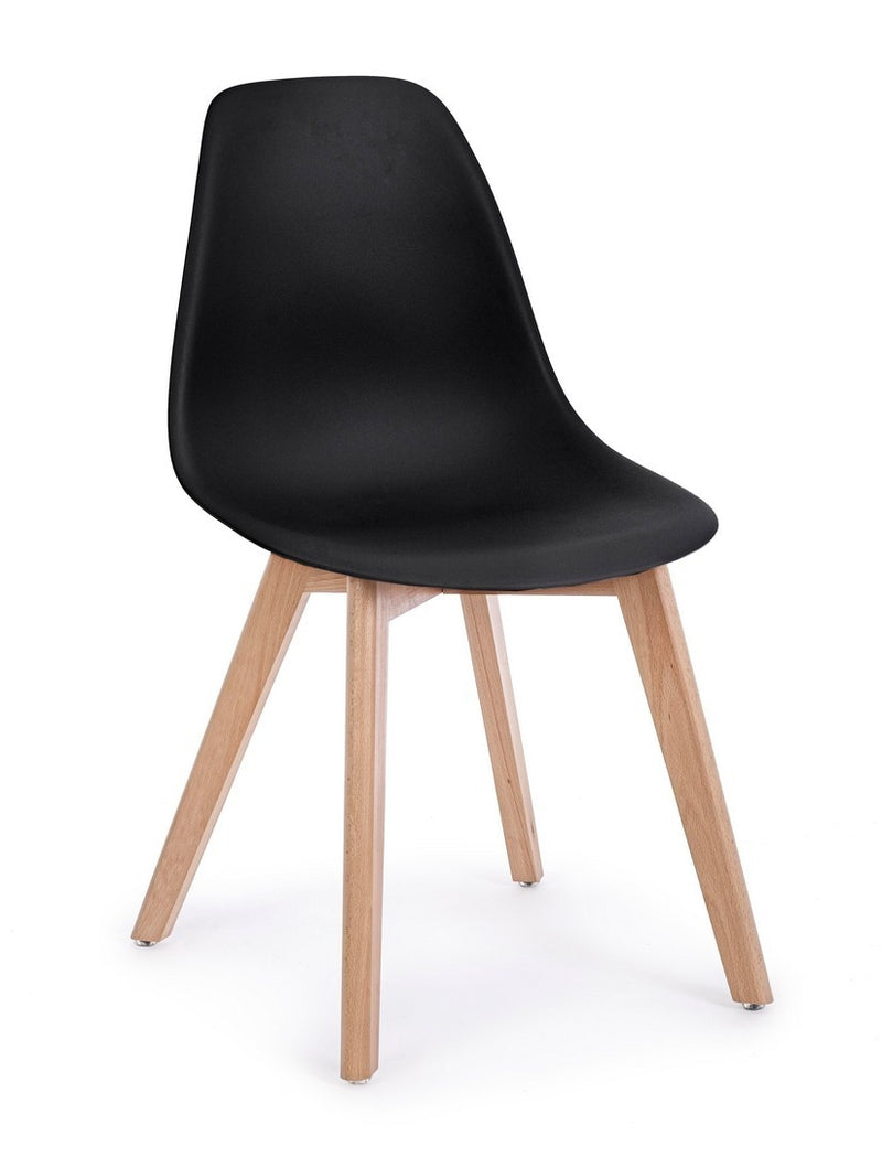 Set 4 scaune din plastic cu picioare din lemn System Negru / Natural, l51,5xA46,5xH86 cm (1)