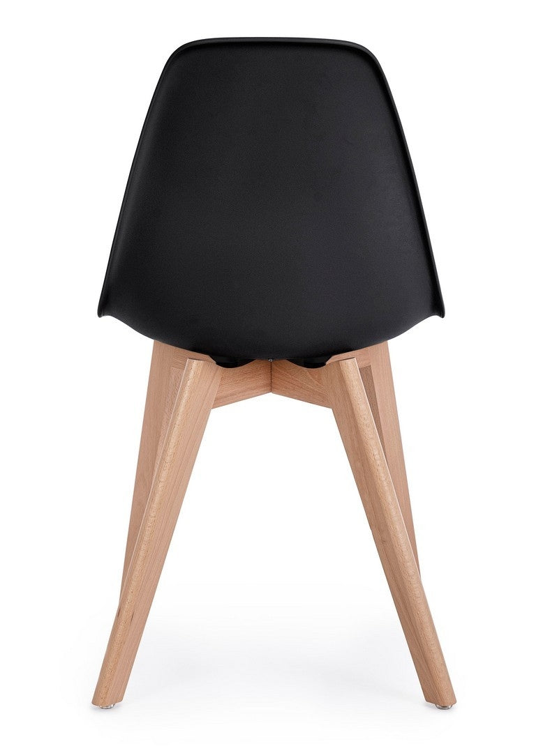 Set 4 scaune din plastic cu picioare din lemn System Negru / Natural, l51,5xA46,5xH86 cm (3)