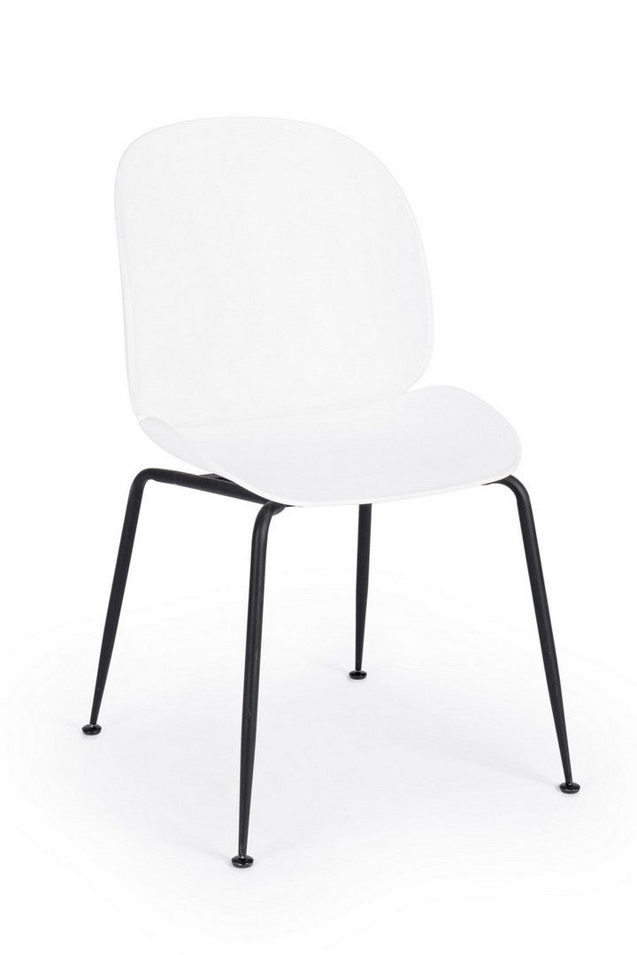 Set 4 scaune din plastic cu picioare metalice Antigone Alb / Negru, l54xA46xH86 cm