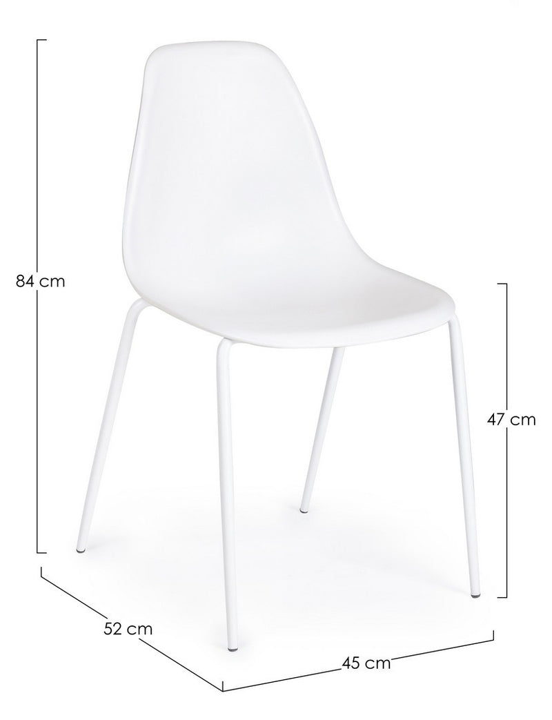 Set 4 scaune din plastic cu picioare metalice Iris Alb, l45xA52xH84 cm (5)