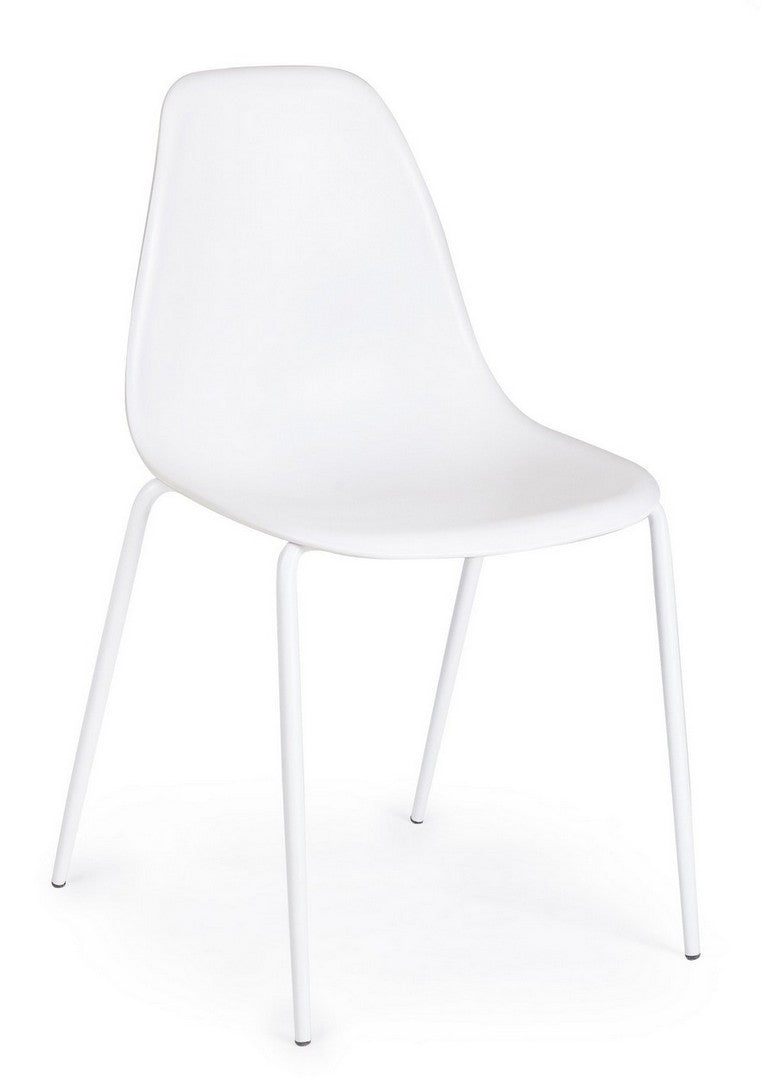 Set 4 scaune din plastic cu picioare metalice Iris Alb, l45xA52xH84 cm (2)