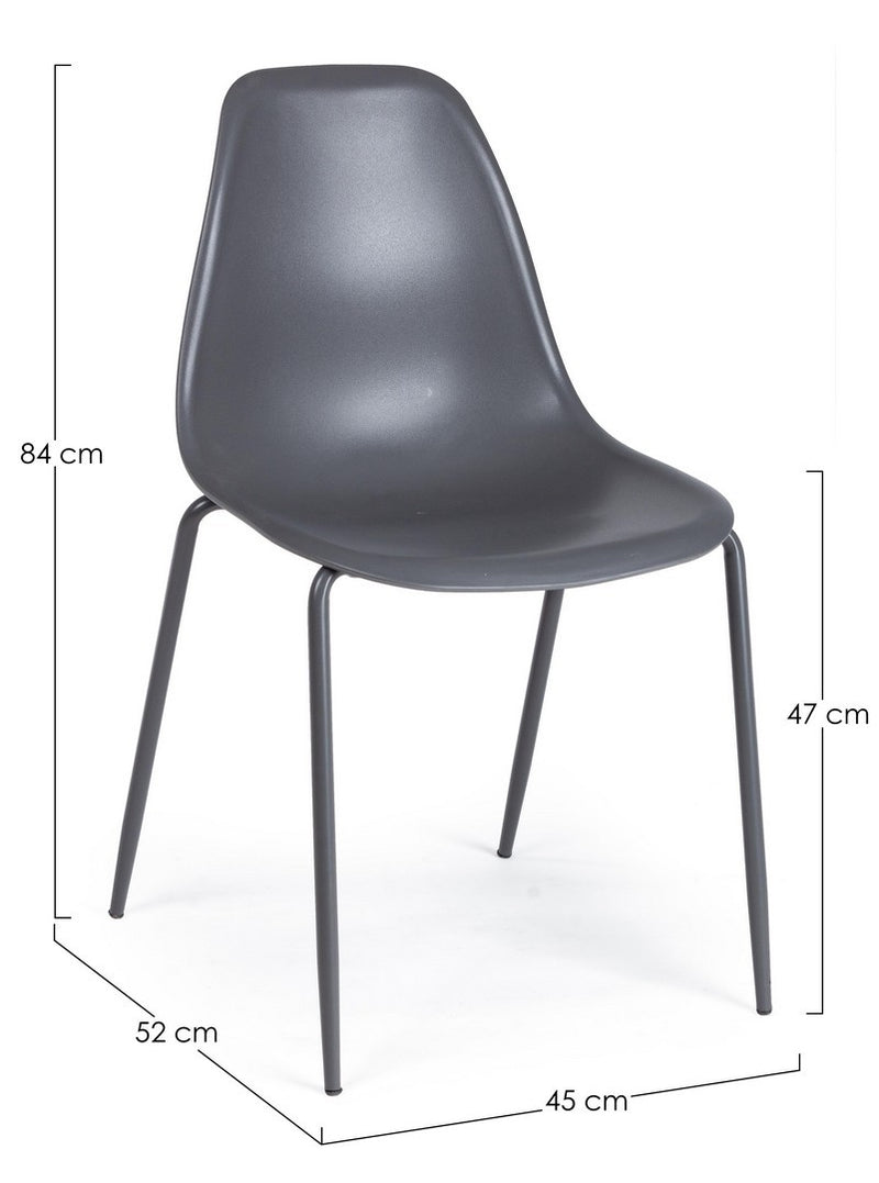 Set 4 scaune din plastic cu picioare metalice Iris Gri, l45xA52xH84 cm (4)