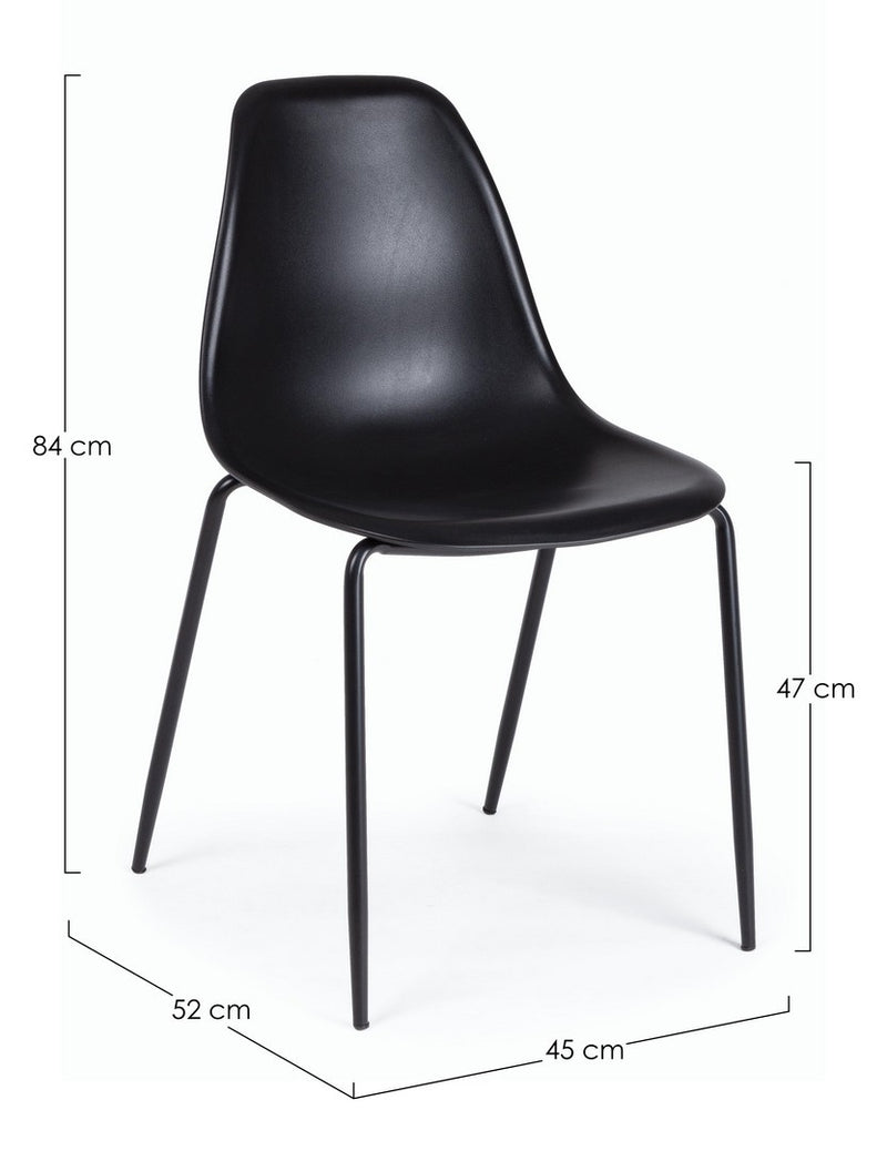 Set 4 scaune din plastic cu picioare metalice Iris Negru, l45xA52xH84 cm (5)