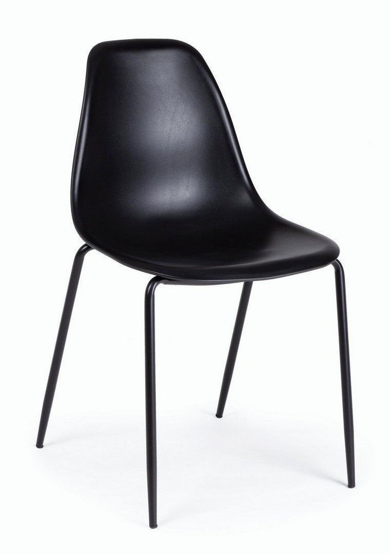 Set 4 scaune din plastic cu picioare metalice Iris Negru, l45xA52xH84 cm (2)