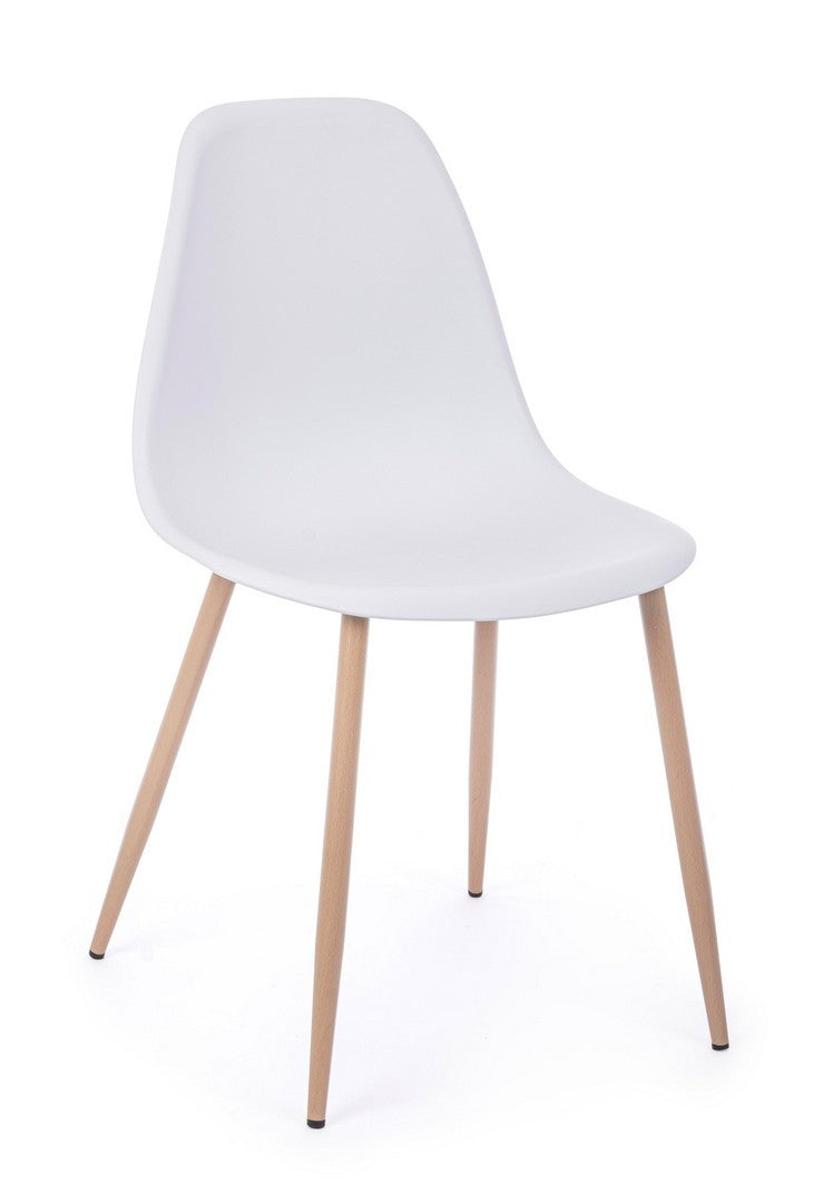 Set 4 scaune din plastic cu picioare metalice Mandy Alb / Natural, l53xA46xH82 cm (2)