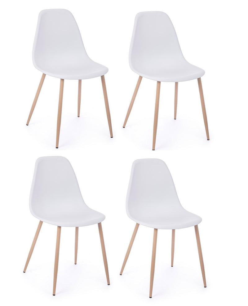 Set 4 scaune din plastic cu picioare metalice Mandy Alb / Natural, l53xA46xH82 cm