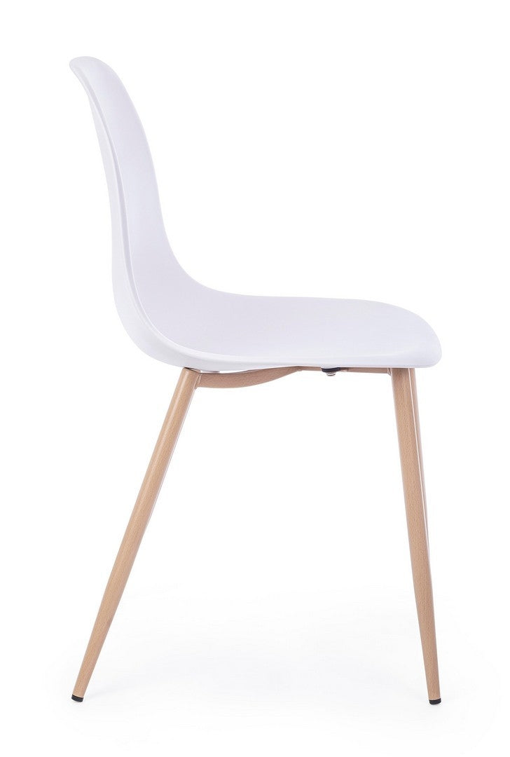 Set 4 scaune din plastic cu picioare metalice Mandy Alb / Natural, l53xA46xH82 cm (3)