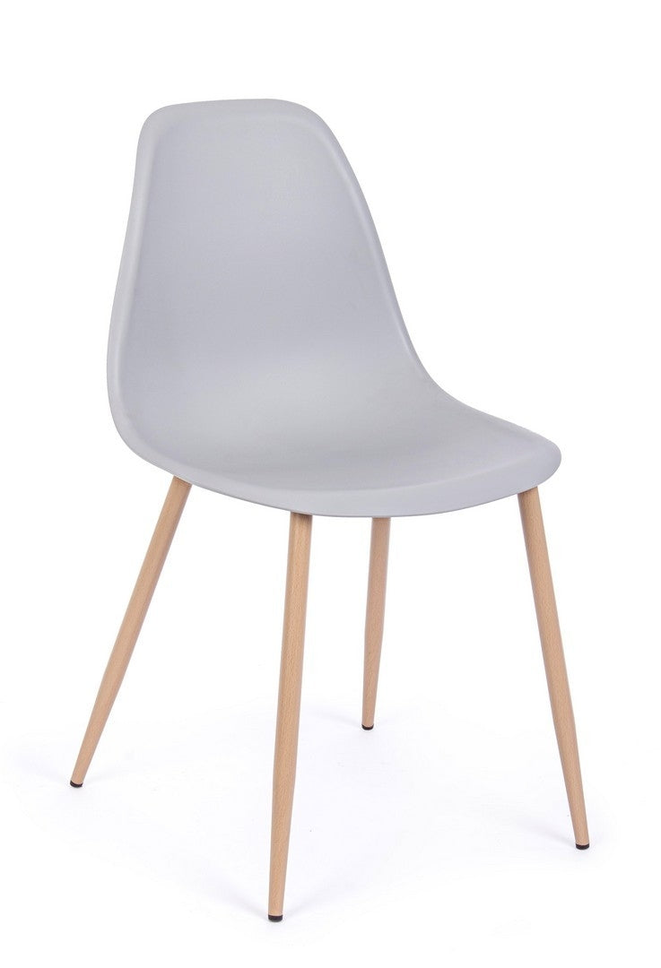 Set 4 scaune din plastic cu picioare metalice Mandy Gri / Natural, l53xA46xH82 cm (2)