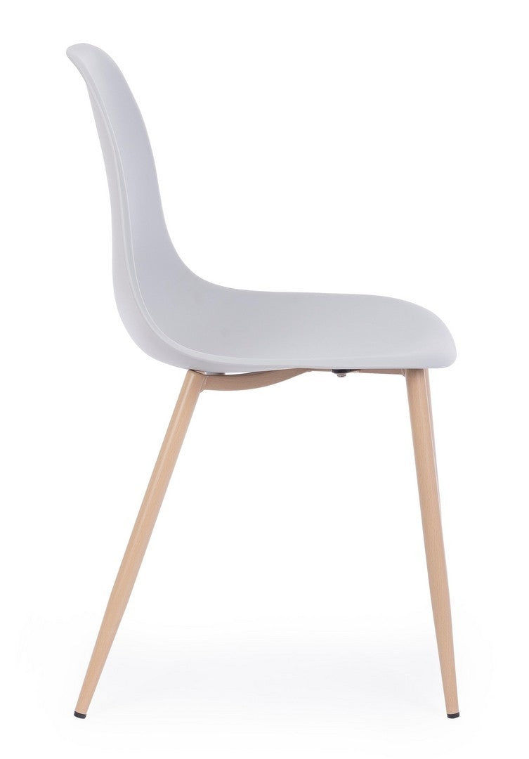 Set 4 scaune din plastic cu picioare metalice Mandy Gri / Natural, l53xA46xH82 cm (5)