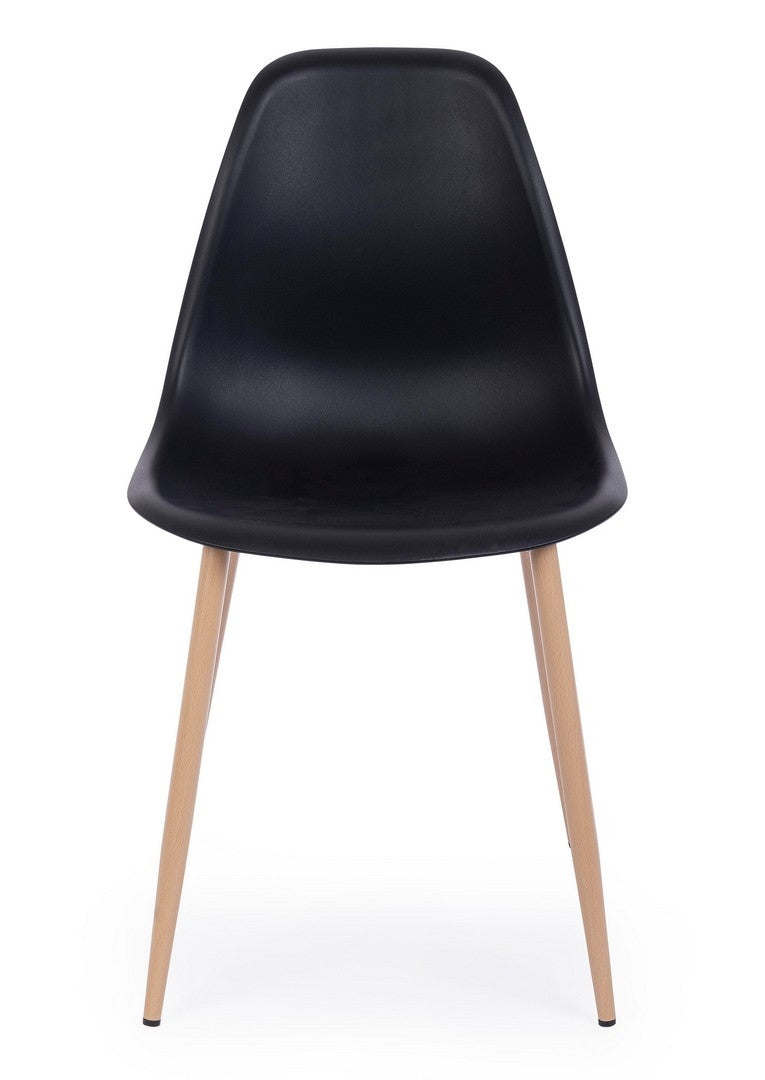 Set 4 scaune din plastic cu picioare metalice Mandy Negru / Natural, l53xA46xH82 cm (4)