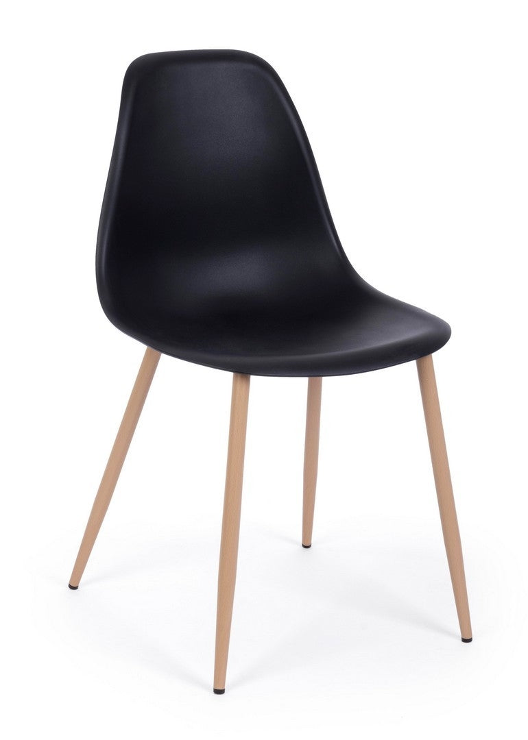Set 4 scaune din plastic cu picioare metalice Mandy Negru / Natural, l53xA46xH82 cm (2)