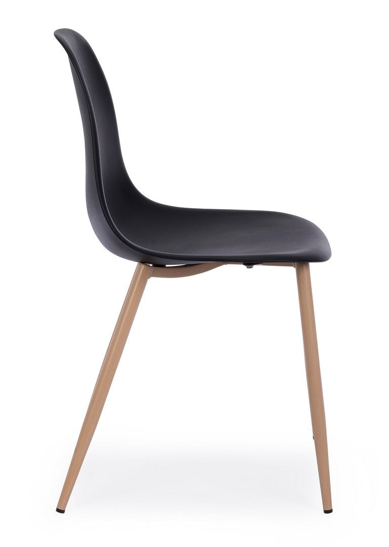 Set 4 scaune din plastic cu picioare metalice Mandy Negru / Natural, l53xA46xH82 cm (3)