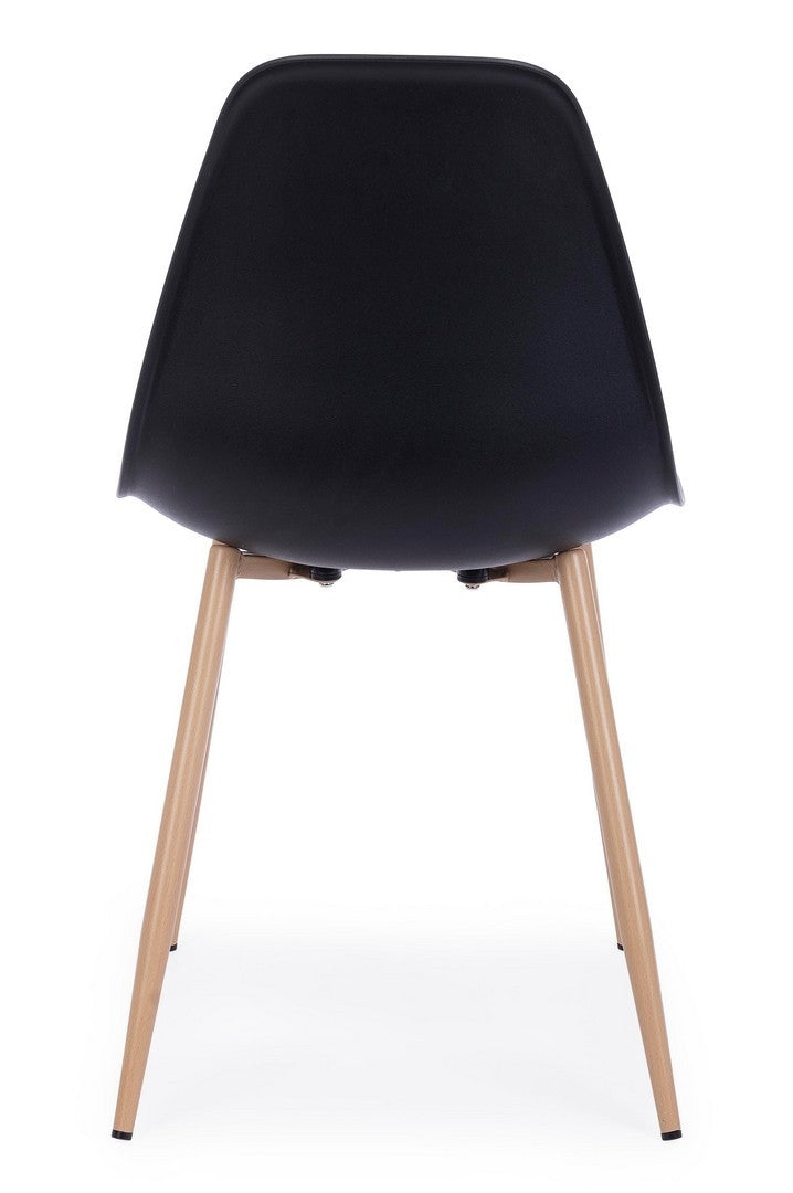 Set 4 scaune din plastic cu picioare metalice Mandy Negru / Natural, l53xA46xH82 cm (5)