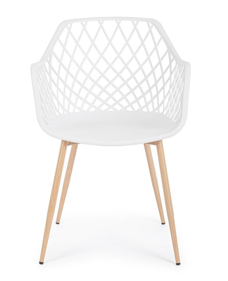 Set 4 scaune din plastic cu picioare metalice Optik Alb / Natural, l58xA54xH85,5 cm (3)