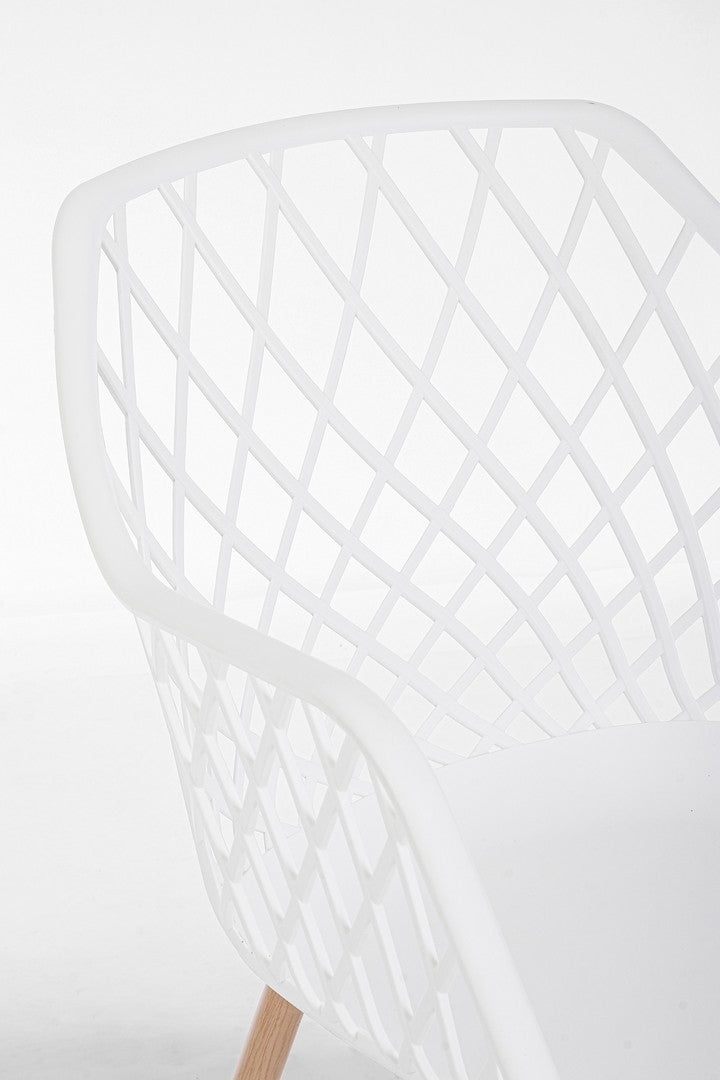 Set 4 scaune din plastic cu picioare metalice Optik Alb / Natural, l58xA54xH85,5 cm (6)