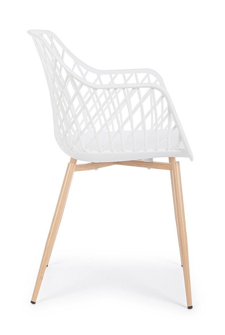 Set 4 scaune din plastic cu picioare metalice Optik Alb / Natural, l58xA54xH85,5 cm (5)